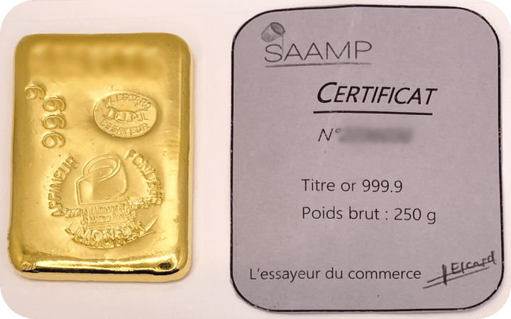 Lingot d'or 250g - SAAMP - GoldUnion
