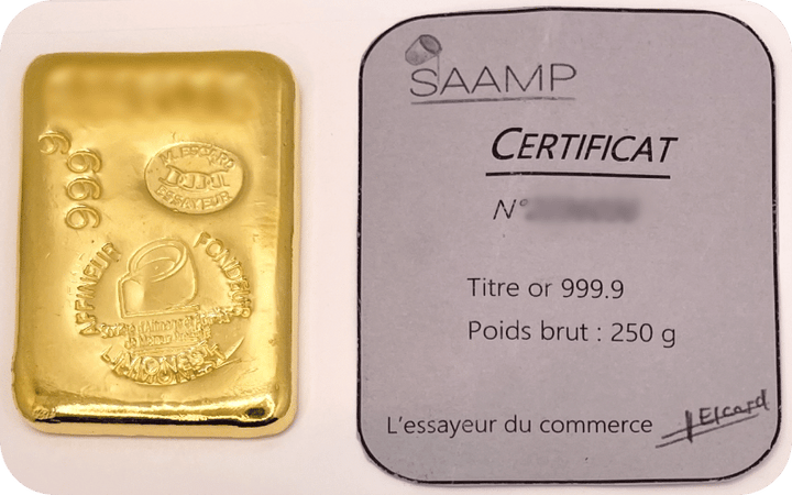 Lingotto d'oro da 250g - SAAMP - GoldUnion