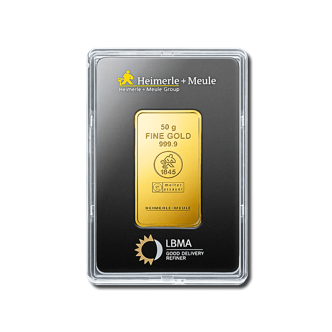 Lingotto d'oro da 50 g – Heimerle + Meule Edizione Numismatica