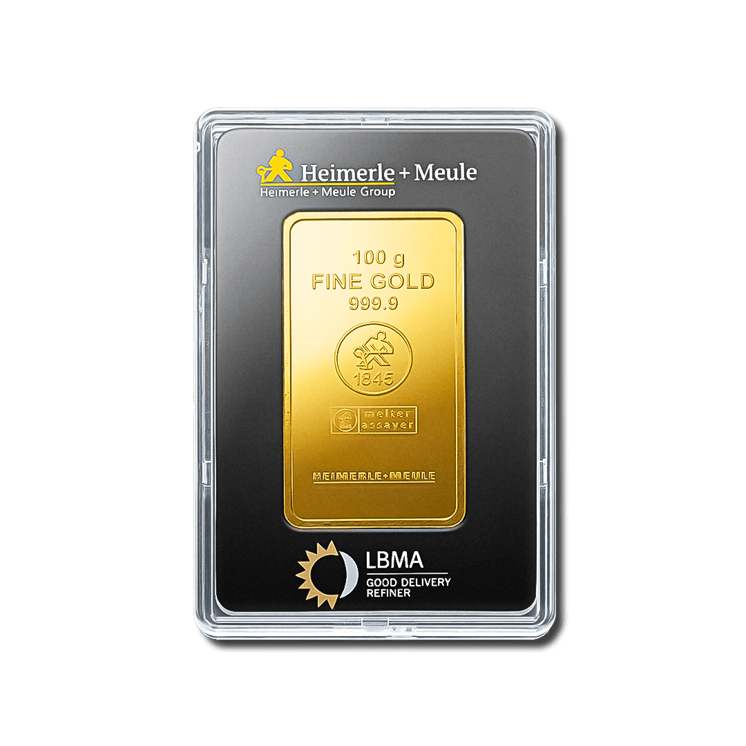 Lingotto d'oro da 100 g – Edizione Heimerle + Meule Collection
