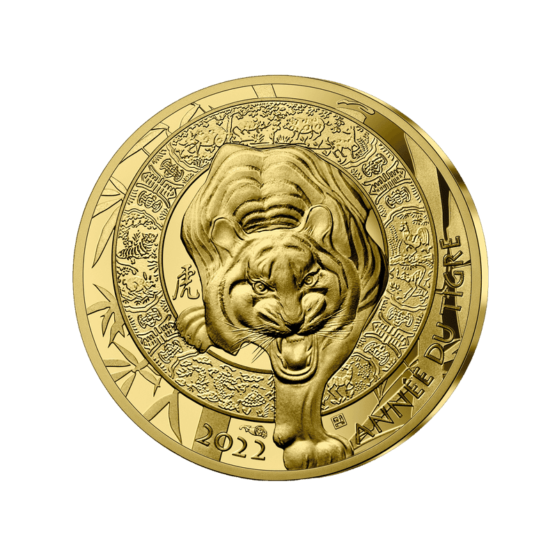 Moneta da 50 € in oro da 1/4 di oncia - Collezione Anno della Tigre