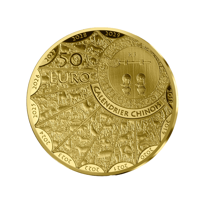 Moneta da 50 € in oro da 1/4 di oncia - Collezione Anno della Tigre