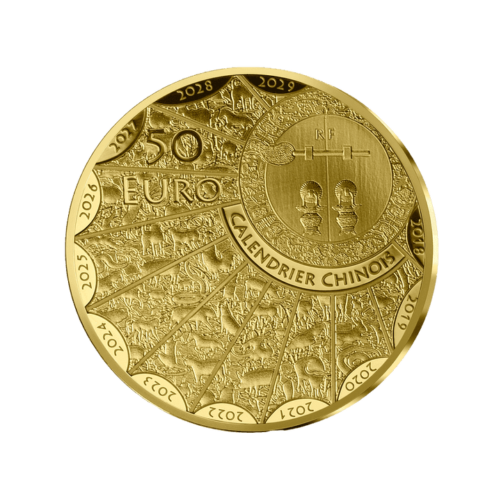 Moneta da 50 € in oro da 1/4 di oncia - Collezione Anno della Tigre