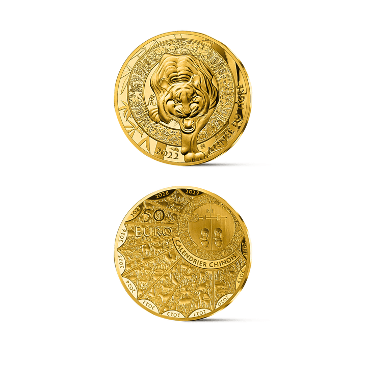Moneta da 50 € in oro da 1/4 di oncia - Collezione Anno della Tigre