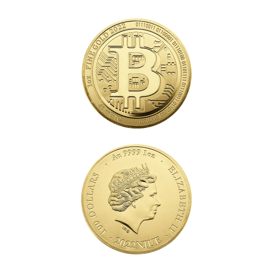 Moneta Bitcoin da 1 oncia d'oro – Edizione speciale numismatica 2022